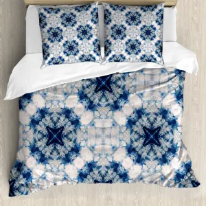 Пододеяльник ABAKUHAUS в этническом стиле, с эффектом тай-дай в богемном стиле, с защитой от клещей, подходит для аллергиков с наволочками, 200 см x 200 см - 80 x 80 см, сине-серый Abakuhaus