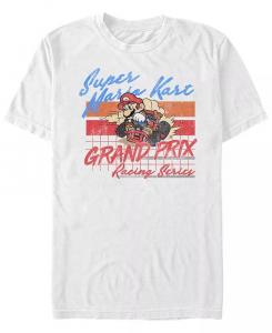 Футболка с коротким рукавом Nintendo для мужчин Mario Kart Grand Prix Racing Series Fifth Sun, белый
