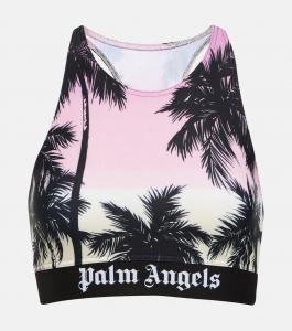 Спортивный бюстгальтер с логотипом Pink Sunset Palm Angels, Purple Black