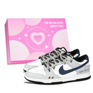 Nike Кроссовки для скейтбординга Dunk Black White со сверкающими звездами, износостойкие, низкие, унисекс, темно-синие