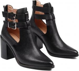 Женские ботильоны FOWT с вырезом на щиколотке, с открытой боковой частью, на высоком каблуке, с металлической пряжкой, короткие летние ботинки для работы, повседневной носки и поездок, размеры 4-16 US, Black