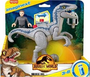 Imaginext Jurassic World Динозавр Велоцираптор Блю и фигурка Оуэна Грейди