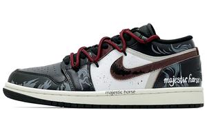 Jordan Air 1 устойчивые к истиранию низкие баскетбольные кроссовки Unisex Black White Red