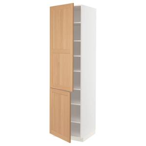 Высокий шкаф с полками/2 дверцы METOD IKEA, 60x60x220 см, цвет white/vedhamn oak