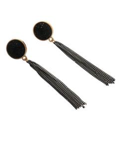 Серьги-подвески с цепочкой и кисточками SOHI, Black