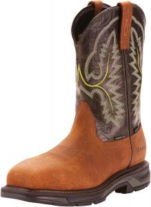 Мужские ботинки Ariat Workhog Xt с широким квадратным носком и углеродным защитным носком, Tumbled Bark/Dark Forest