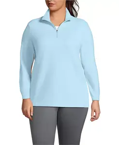 Женский флисовый свитер больших размеров Anyweather с короткой молнией Lands' End, синий