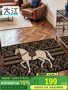 Dajiang Ковер 120х180 см для прихожей, антискользящий, с дизайном золотого чемпиона-лошади