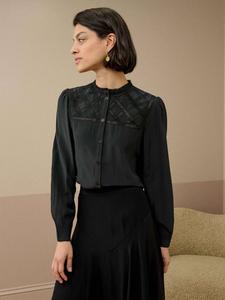 Шелковая рубашка с кружевной кокеткой Brora, Carbon