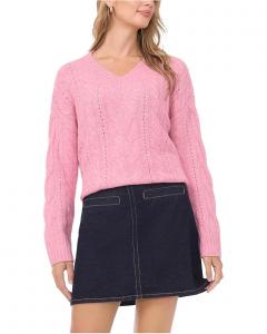 Женский свитер Vince Camuto Cable V-Neck, Candy Pink Heather