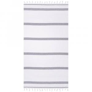 SUPERIOR Tropical Cabana Пляжное полотенце Fouta в полоску большого размера с кисточками, черный