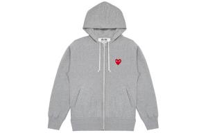 Comme Des Garcons Play Женская Красная Сердечко Молния Худи Серый CDG Play