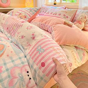 Disney Комплект постельного белья, 4 предмета, 150 см, двусторонний молочный вельвет, утепленный, цвет "Медвежонок с картины маслом"