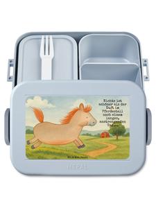 Mr. & Mrs. Panda Коробка для еды с изображением прыгающей лошади и надписью пастельно-голубого цвета