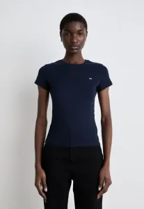 Облегающая базовая футболка с с-образным вырезом Tommy Jeans, Dark Night Navy