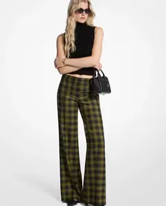 Женские свободные брюки с узорами из эластичной шерсти Michael Michael Kors, черный/зеленый