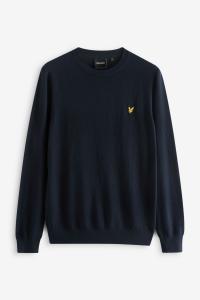 Джемпер с круглым вырезом из хлопковой мериносовой шерсти Lyle & Scott, синий