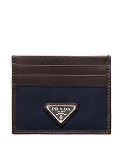 Картхолдер из переработанного нейлона и кожи Prada, синий