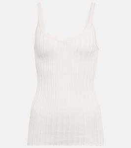 Майка из шелкового трикотажа Taro в рубчик Petar Petrov, слоновая кость