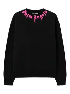 Свитшот с логотипом и круглым вырезом Palm Angels, черный