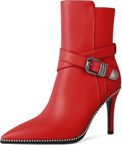 Ботильоны Zamikoo для женщин, высокие каблуки-стилеты, заостренный носок, украшены бусинами, осенние короткие ботинки с пряжкой, перекрестным ремешком и боковой молнией