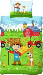 Детский комплект постельного белья JACK Renforce, 2 предмета, 100 x 135 см, с изображением трактора и собаки, разноцветный, застежка-молния Jack