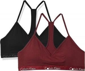 Женские бюстгальтеры-бралетты Calvin Klein с V-образным вырезом и спиной-борцовкой, легкая подкладка, комплект из 2 шт., Black(Qp1669-902)/Bardo