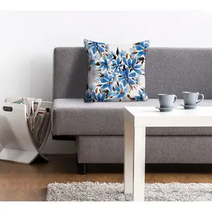 Декоративная подушка queence Julian, наволочка, цветы, синий, белый, цветочный, элегантный, свежий, натуральный, декоративная подушка Queence, Blau + bedruckt