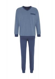 Мужская пижама с длинным рукавом и V-образным вырезом Dunmore, синий