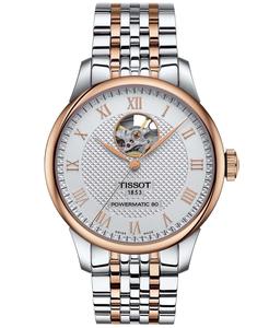 Мужские швейцарские автоматические часы Le Locle Powermatic 80 с открытым сердцем, двухцветный браслет из нержавеющей стали, 39 мм Tissot