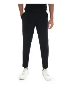 Узкие фланелевые брюки с отворотами. Paoloni, черный