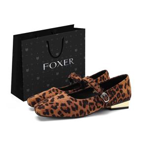 Туфли Мэри Джейн на массивном каблуке для женщин FOXER, Leopard Print