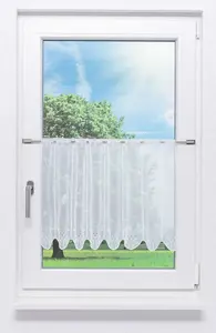 Штора для кафе с цветочным узором (Ш x В) 235,4 см * 45 см, белая/чисто-белая Lysel