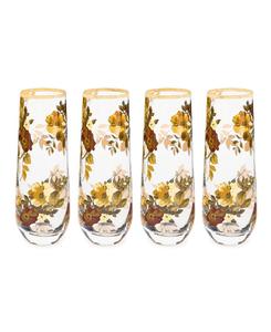 Набор из 4 бокалов для шампанского без ножки "Дикая роза" MacKenzie-Childs, мультколор