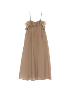 Макси-платье с оборчатыми бретелями Eleh, бежевый