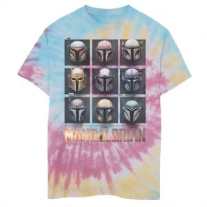Футболка с рисунком Tie Dye Box Up для мальчиков 8–20 лет, Звездные войны, мандалорский шлем Star Wars