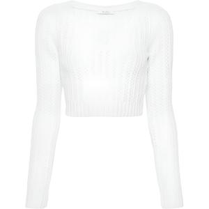 Макс Мара Футболка с V-образным вырезом и длинными рукавами MaxMara, белый