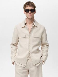 Рубашка Umbria Linen Regular Fit Mango, Natural Beige