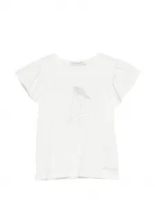 Футболка Emila с оборками на рукавах Bonpoint, белый