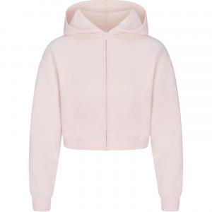 SS25 Cotton Fleece укорачивающийся худи на молнии Толстовка Women's BARELY/Светло-розовый Skims, розовый