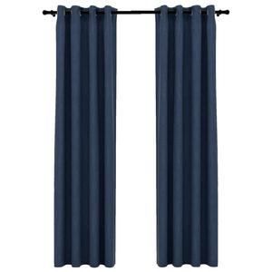 VidaXL Плотные шторы с люверсами, имитация льна, набор из 2 шт., синие, 140x225 см