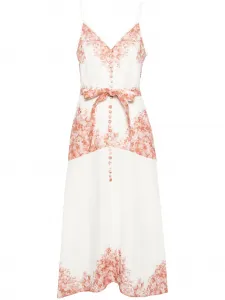 Льняное платье миди с цветочным принтом TWINSET, нейтральный