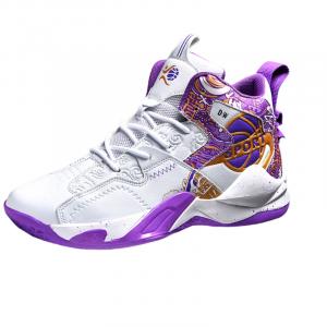 Баскетбольные кроссовки для детей и подростков со средним верхом, амортизирующие и устойчивые к истиранию D&W, белый/фиолетовый