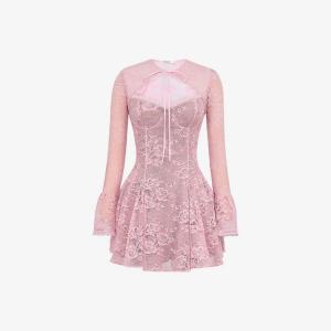 Платье мини House Of Cb Алис с кружевным вырезом "сердечко", розовый