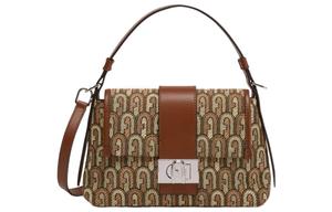 Furla Женская наплечная сумка из мягкой телячьей кожи в технике пэчворк с жаккардовым принтом и перекрёстной лямкой