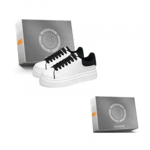 HACKBUTEER Мужские скейтерские кеды низкие с коробкой бело-черные, цвет White Black