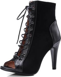 PIVAPAM Женские танцевальные туфли на шпильке сандалии черные с открытым носком и платформой удобные танцевальные туфли