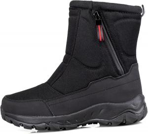 Мужские зимние снегоступы с утеплителем, водонепроницаемые, теплые, полностью с меховой подкладкой, удобные, противоскользящие, износоустойчивые зимние ботинки для мужчин Generic, черный