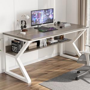Компьютерный стол Xinmeikai с полкой, 160x60x74 см, белая рама + Muni gray