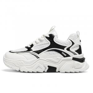 Нескользящие, износостойкие, дышащие низкие кроссовки на массивной подошве для мужчин MEIKE, White Black